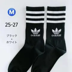 新品 アディダス クルーソックス【M】25-27cm 靴下 ブラック 1足
