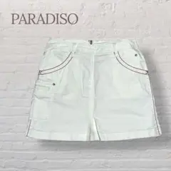 ★パラディーゾ★ゴルフスカート 白 赤ステッチ 綿混 シンプル