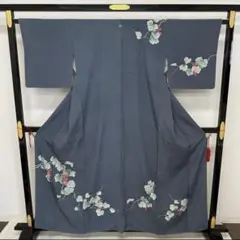 付下げ セミアンティーク 上品な葡萄の染柄 着物 正絹 一つ紋 RK-4884x