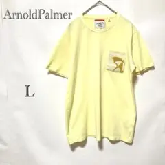 アーノルドパーマー Tシャツ 【L】 半袖 日本製 綿混 ロゴ 春夏 イエロー