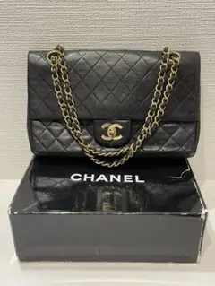 シャネル CHANEL マトラッセ Wフラップ チェーンショルダーバッグ 黒