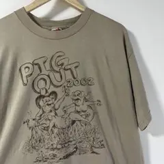メンズ　Tシャツ　フロントプリント　ベージュ　XL オーバーサイズ　pig