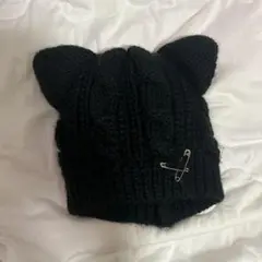 フェアリーグランジ猫耳付き黒ニット帽