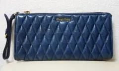 MIUMIU ミュウミュウ レザー キルティング クラッチバッグ ポーチ ブルー