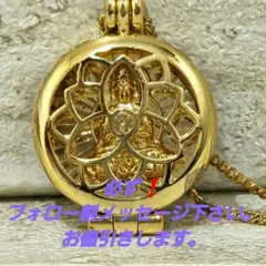 美品 宝くじ当選‼️ 金色 蓮の花 アミューレットネックレス