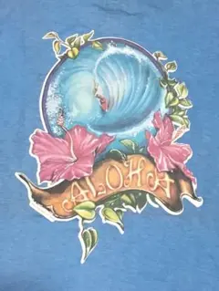 70's〜ALOHA 波とハイビスカス Tシャツ Sサイズ