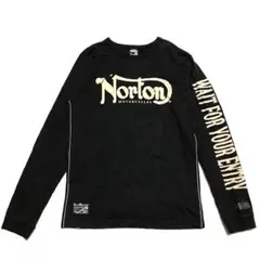 Norton ノートン USED加工 バイカー Tシャツ M 黒 長袖 ロンT