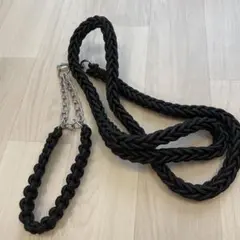 未使用・中型犬・ブラック編み込みリード