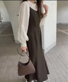 バックリボンマーメイドキャミソールワンピース　ダークブラウン