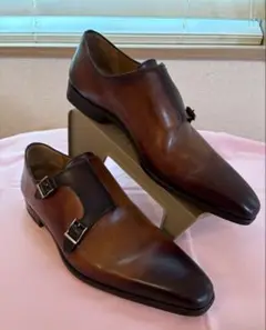 美品　MAGNANNI マグナーニ 18889 ダブルモンク ブラウン 43