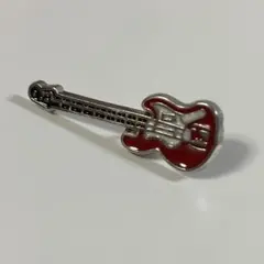 楽器のピンバッジ　ピンブローチ　赤 エレキギター