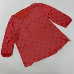 LAUTREAMONT ドット柄 シースルー ブラウス 赤 七分袖 38サイズ