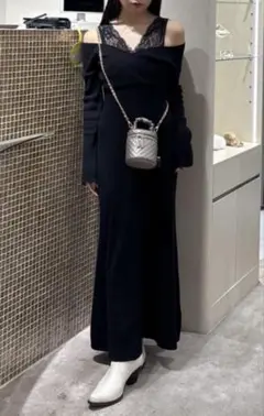 rienda レースドッキングワンピース