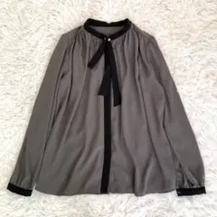 美品　シップス　パールモチーフボウタイブラウス　長袖　ウォッシャブル