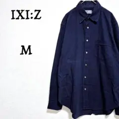 イクシーズ【IXI:Z】ネイビーワッフルコットンシャツ　メンズ　大きめサイズM