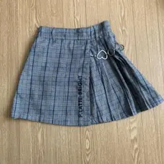 ピンクラテ　グレー系チェック ミニスカート　ハート金具付き