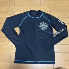 ラッシュガード　ブルークロスM(150)サイズ　黒　前あきジッパー