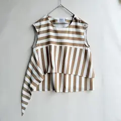 美品　ペルルペッシュ　レディース　ノースリーブ　ブラウス　38 ストライプ