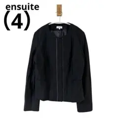 0745 ensuiteエンスウィートノーカラージャケットレディース黒シンプル