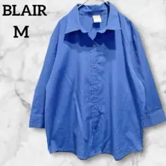 美品✨BLAIR ボタン付きシャツ【M 】ブルー トップス レディース 七分袖