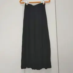 使えるブラック プリーツロングスカート ウエスト楽々