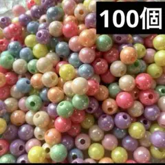 8ミリ　約100個　ビーズ　カラービーズ　キッズ　ブレスレット　ネックレス