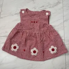 赤と白のチェック柄 ワンピース　80cm まとめ買い割引きます