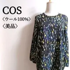 美品♡COS コス ウール プリント ワンピース 古着 黒 お洒落 EUR40