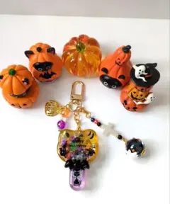 レジンキーホルダー　ハロウィン　②ねこ型キャンディ