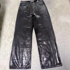 希少✨未使用級♢ZARA シルバーコーティング フレア デニム ウエスト42