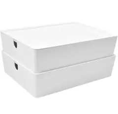 収納ボックス ふた付き 収納ケース 積み重ねBOX ホワイト2セット