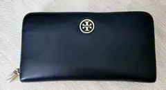 【美品】トリーバーチ レザー 長財布 財布 小銭入れ ネイビー ゴールド金具