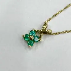 【売り切り!】K18 グリーンガーネット ペンダントトップ クローバー 花 YG
