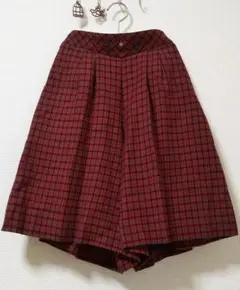 希少 美品 familiar ファミリア チェック キュロットスカート 140