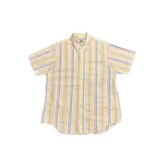 80〜90s 日本製 J.PRESS BD 半袖シャツ ストライプ 白 黄色 L