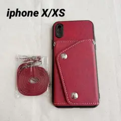 iPhoneXS X 手帳型 ケース PU革 カード収納 小銭入れ 斜め掛け