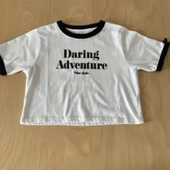 ピンクラテ　フロントロゴ袖リボンリンガーTシャツ　半袖　白