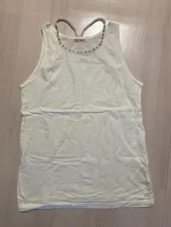 HEART MARKET ビーズ装飾 ホワイトタンクトップ F フリーサイズ