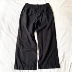【ユニクロ】リネンブレンド タックワイドパンツ 無地 シンプル L