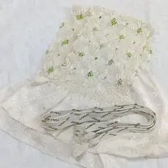 D4 帯揚げ 帯締め セット しぼり白 黄緑