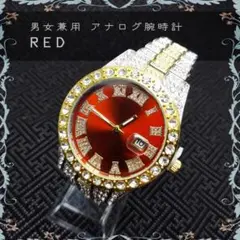 新品*レッド*メンズ*腕時計*ブリンブリン*男女兼用*コンビ*デイカウント*金銀