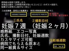 日付と名前の加工可能　妊娠7週　心拍確認　感熱紙エコー写真妊娠2ヶ月妊娠初期
