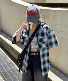 【sedacle】ジップアップオンブレチェックシャツ　Lサイズ