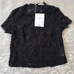 タグ付き　ZARA 黒 レース 半袖トップス 未使用