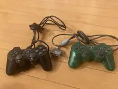 PS2 有線コントローラー 2個セット 黒 緑