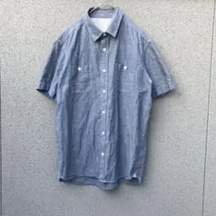 2579【GU】L♡半袖シャツ ダンガリーシャツ ボタン付きポケット