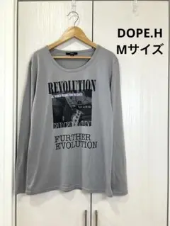 DOPE.H /Mサイズ/長袖Tシャツ/グレー プリント入り