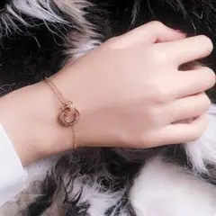 A15♩ダブルリング★ローマ数字 ブレスレット レディース ピンクゴールド☆