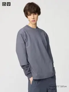 新品未使用 完売 UNIQLO U クルーネックTシャツ　七分袖　グレー　M