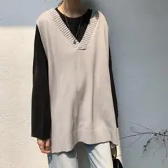新品 ベスト 灰 ユニセックス フリーサイズ オーバーサイズ 暖かい